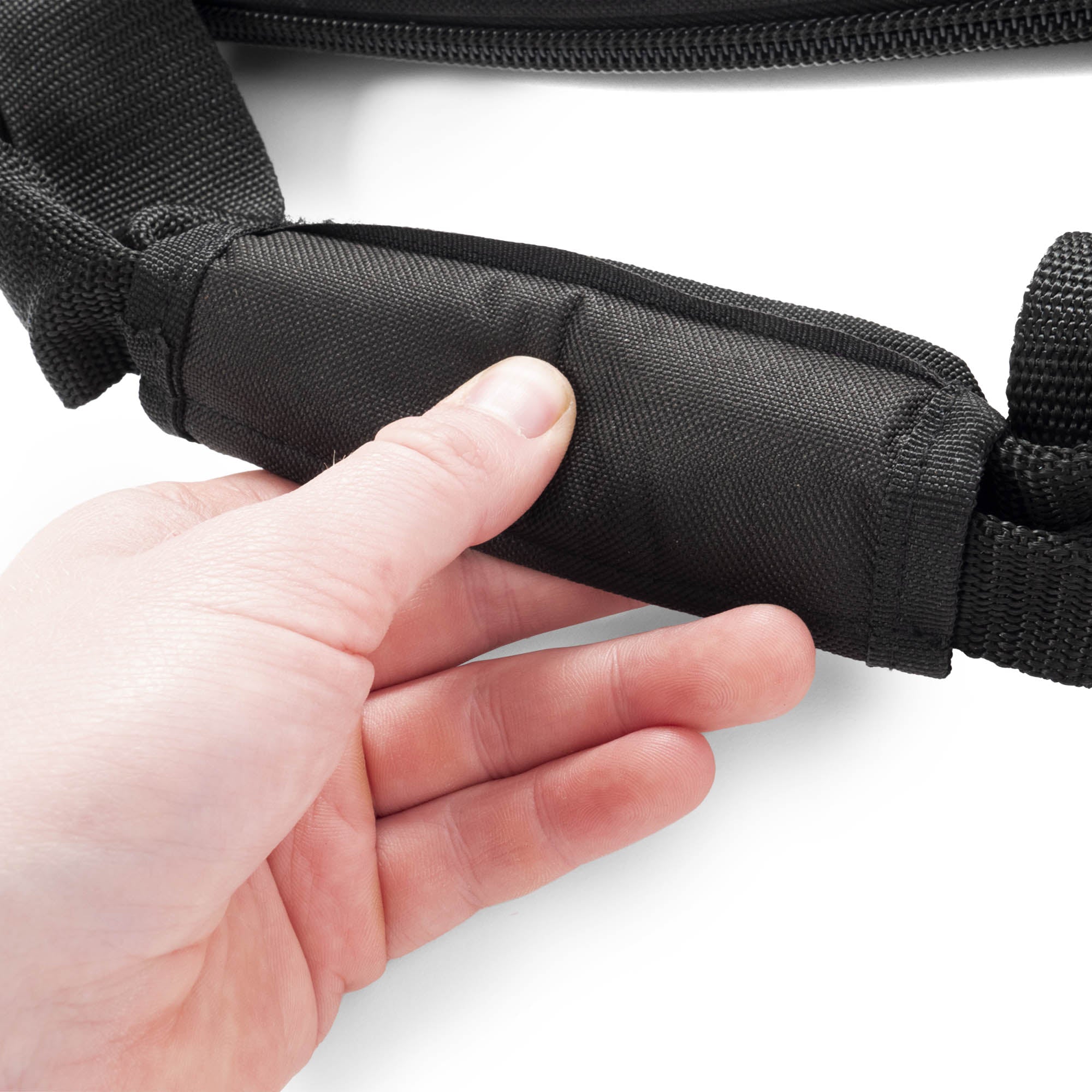 shoulder pad being squeezed