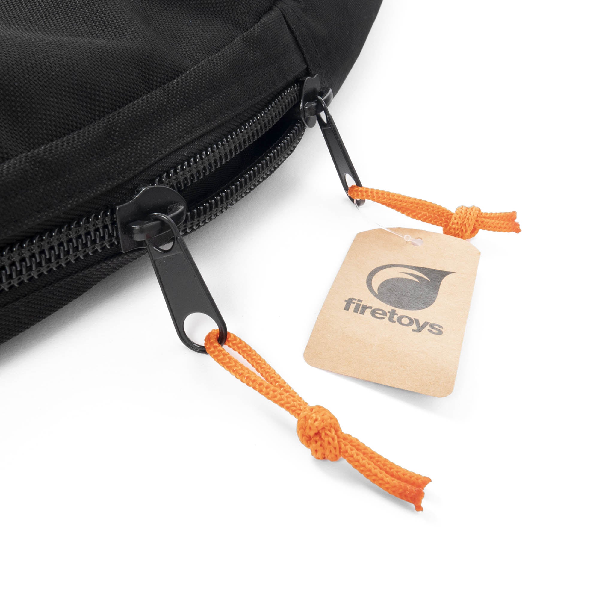 close up of zippers with logo tag