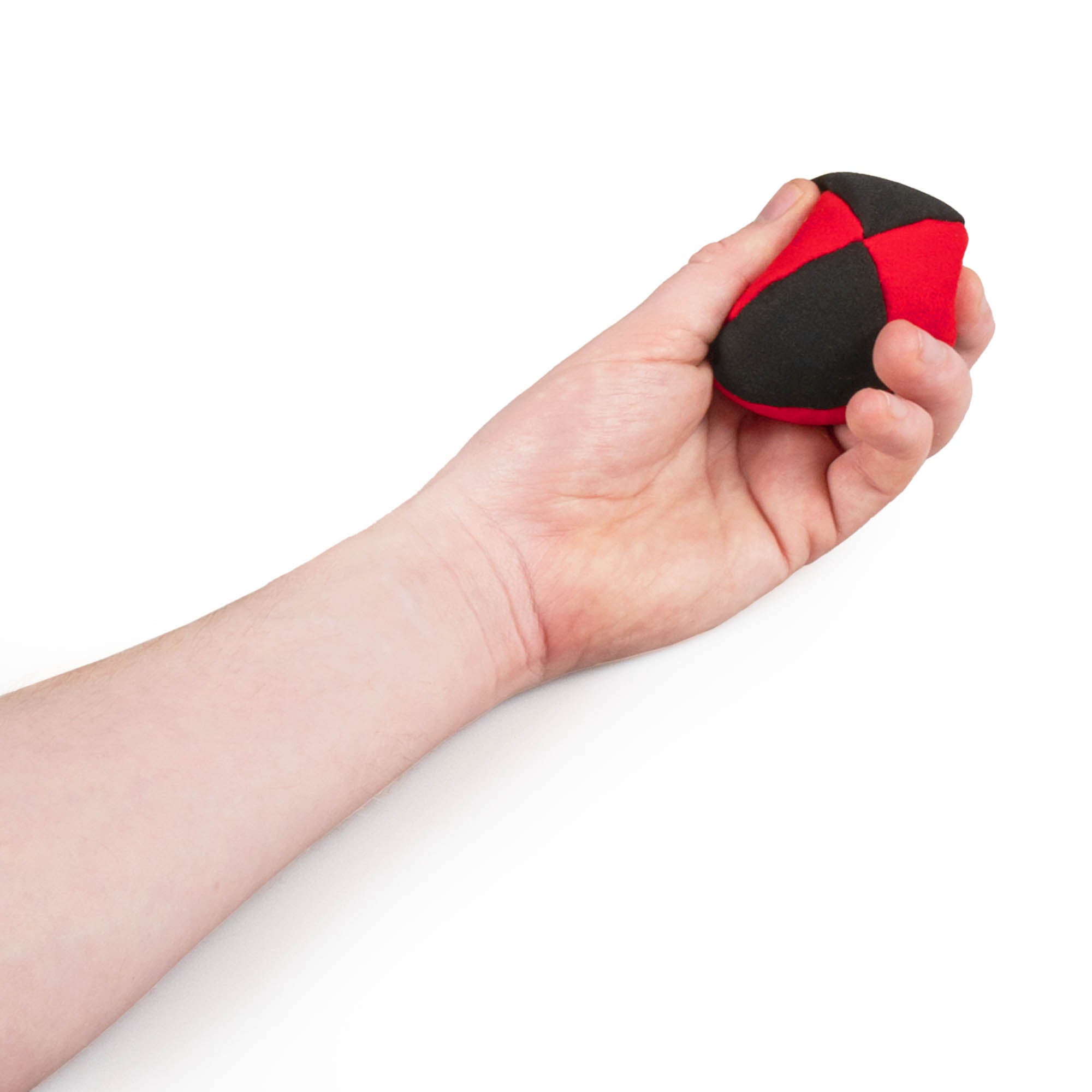 Red and black single ball in hand