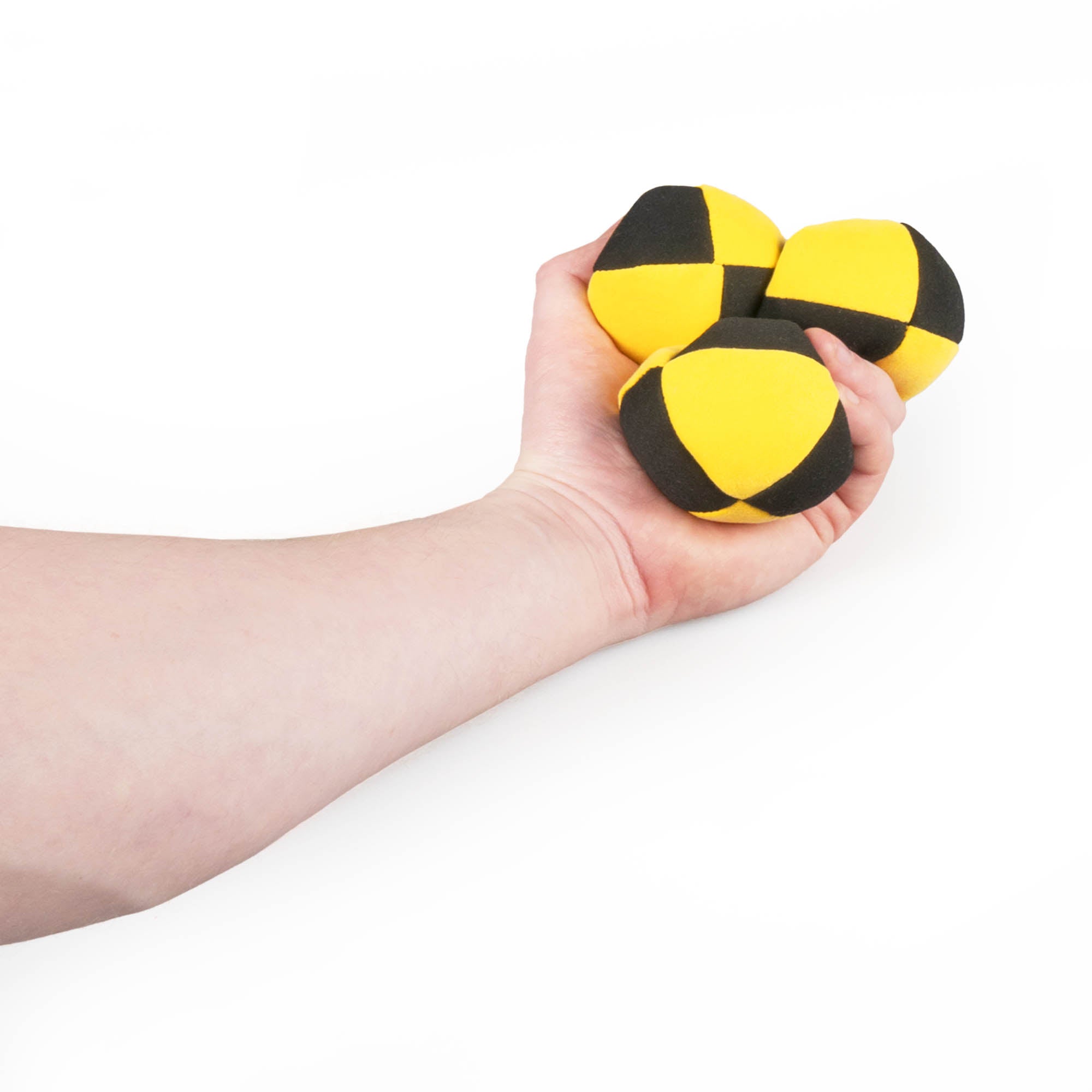 Yellow and black three balls in hand