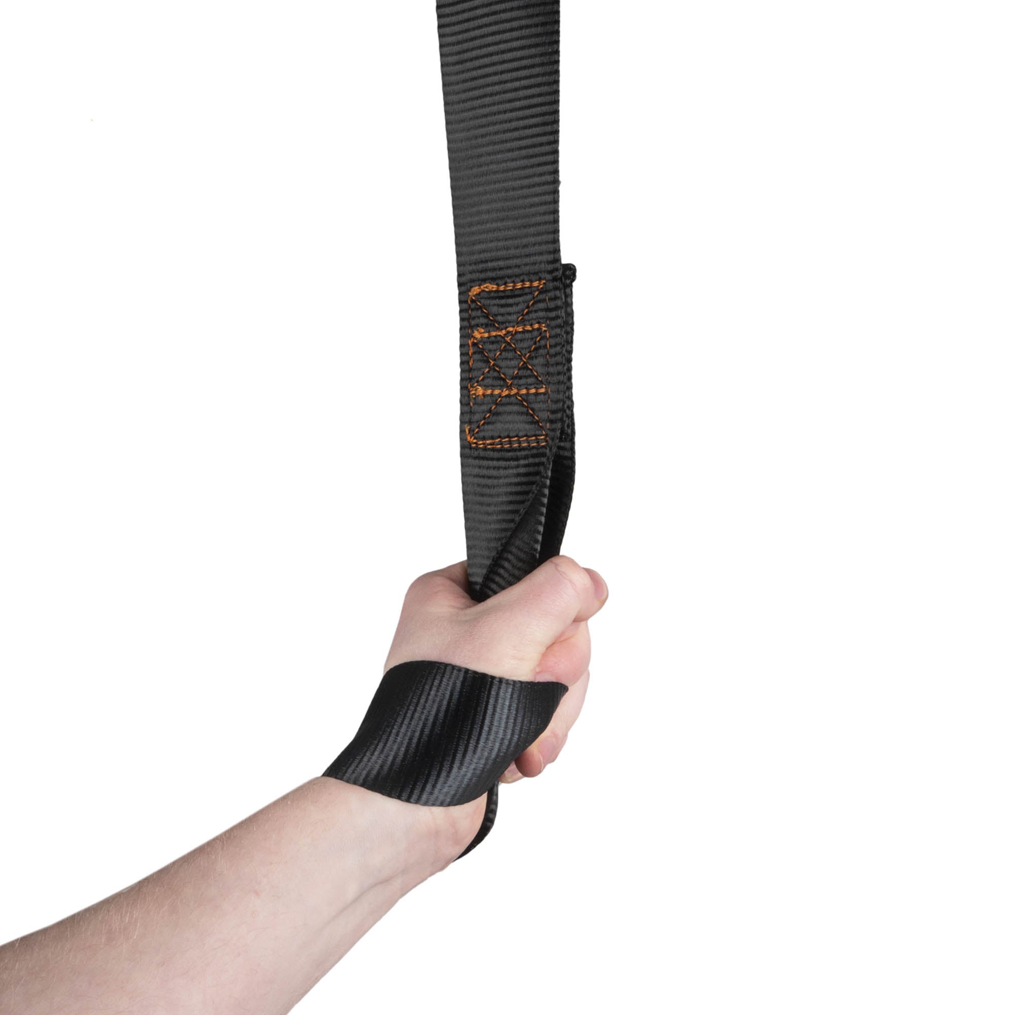 hand gripping a black shorty strap