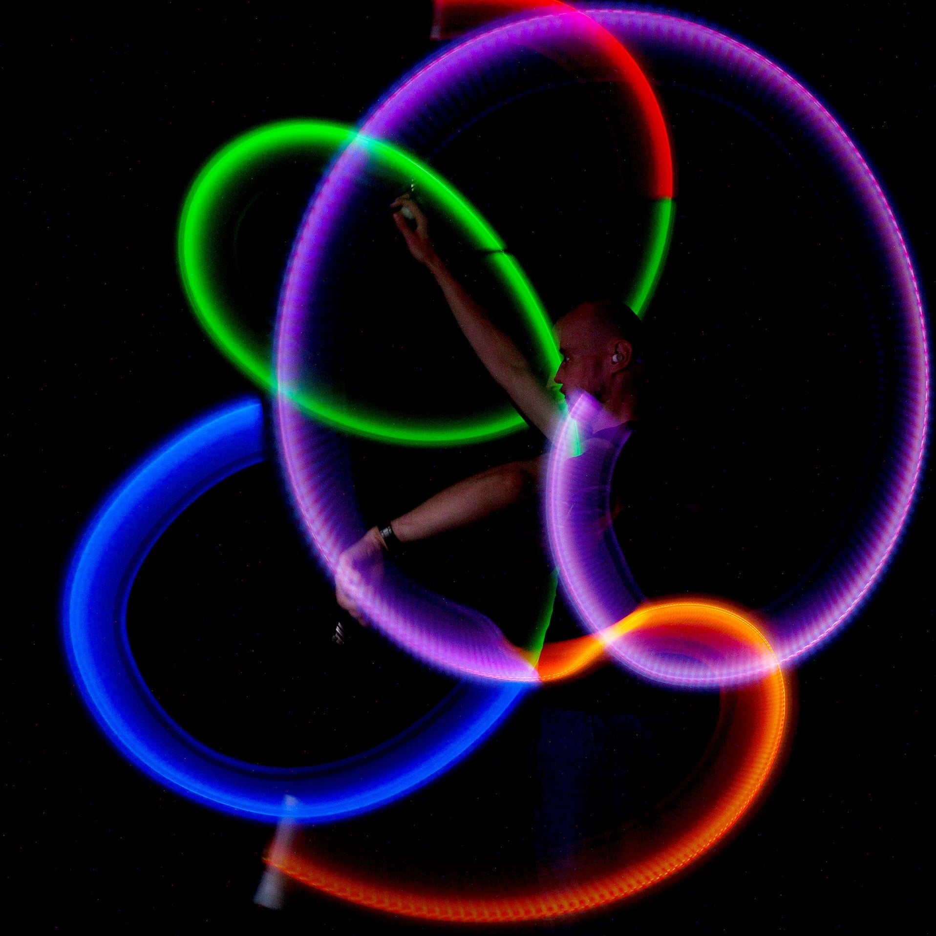 stick poi spinning with light trails